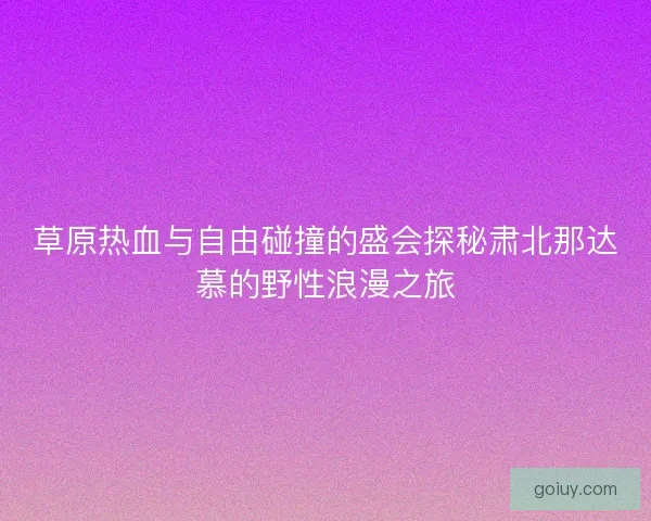 草原热血与自由碰撞的盛会探秘肃北那达慕的野性浪漫之旅
