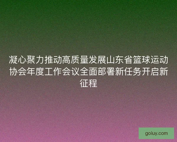 凝心聚力推动高质量发展山东省篮球运动协会年度工作会议全面部署新任务开启新征程